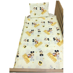 Памучен спален комплект за бебе - Мики жълт