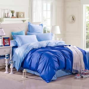 Памучен спален комплект с две лица - Син