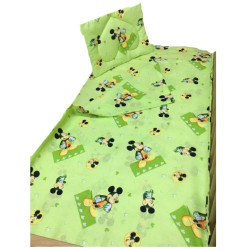 Памучен спален комплект за бебе - Мики зелен