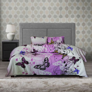 Памучен спален комплект Пеперуда - лилав