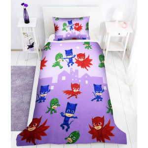 Памучен спален комплект за деца - PJ Masks лилав Памучен спален комплект за деца - PJ Masks лилав