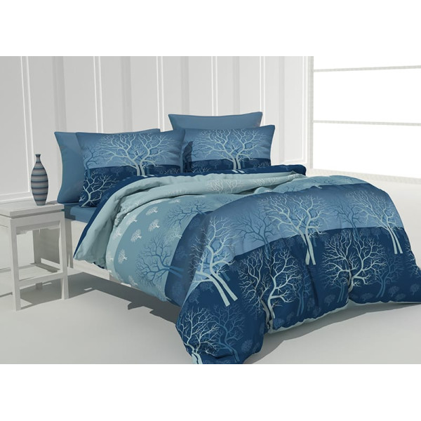 Красив памучен спален комплект Амелия синя