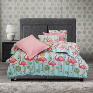 100% Памучен детски спален комплект Розово фламинго