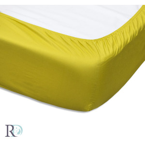 Чаршаф с ластик от памучен сатен в цвят горчица Чаршаф с ластик от памучен сатен в цвят горчица