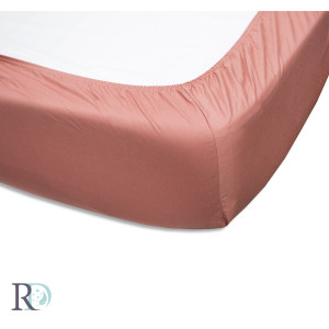 Чаршаф с ластик от памучен сатен в цвят корал Чаршаф с ластик от памучен сатен в цвят корал
