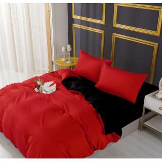 Двулицев спален комплект от микрофибър - черно и червено