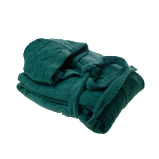 Памучен халат за баня с качулка Dark green