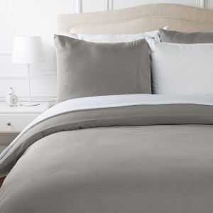 Двуцветен цпален комплект от микрофибър - Сиво и Бяло