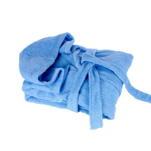 Син памучен халат за баня Син памучен халат за баня