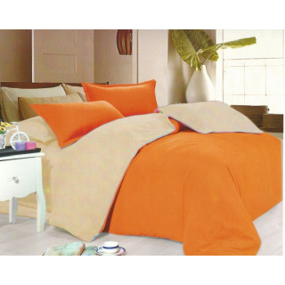 Спален комплект със завивка в оранжево и бежово
