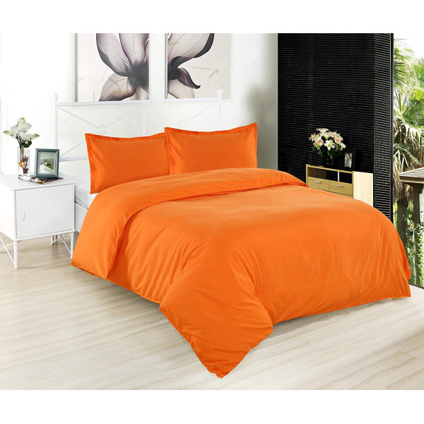 Памучен едноцветен спален комплект - оранж