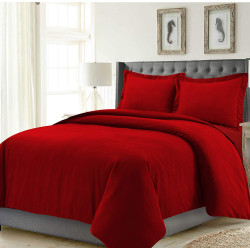 Памучен едноцветен спален комплект - червен