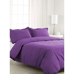 Памучен едноцветен спален комплект - лилав