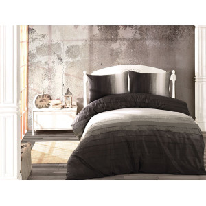 Памучен спален компект Сиво райе - Ранфорс