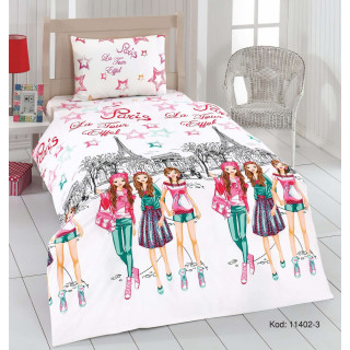Момичешки спален комплект Парижанки - Ранфорс