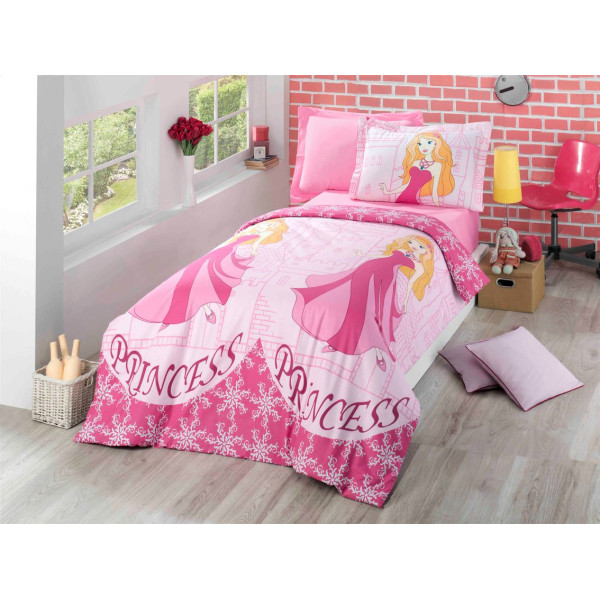Памучен спален комплект в розово Принцеса