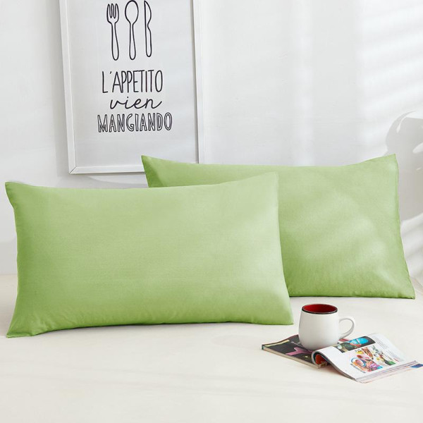Зелена памучна калъфка за възглавница