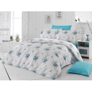 Свежо спално бельо Bouquet Aqua - ранфорс