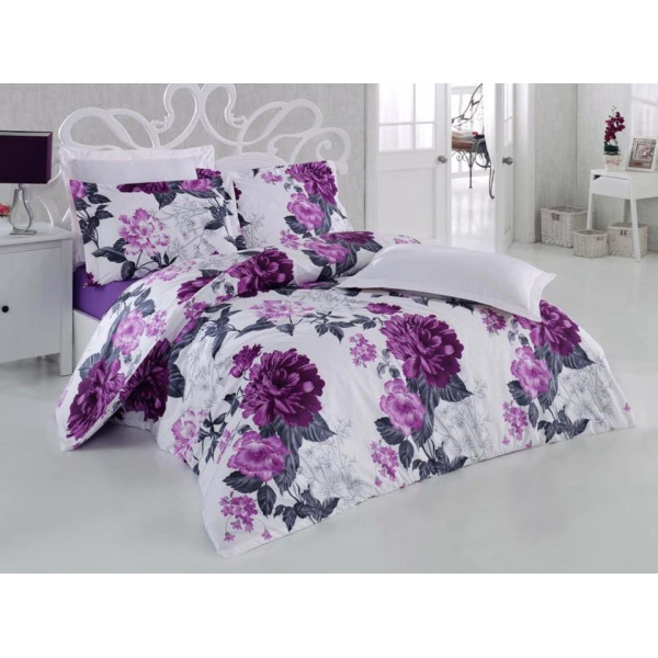 Уникално спално бельо Purple Flowers - ранфорс