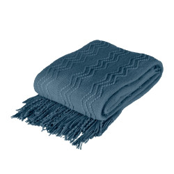Плетено одеяло с ресни Мерилин, синьо 130/170