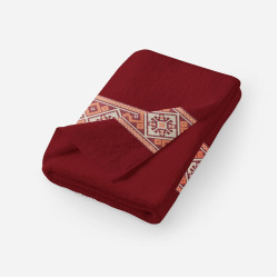 Хавлиена кърпа за баня червено с шевица  