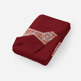 Хавлиена кърпа за лице – червена с шевица