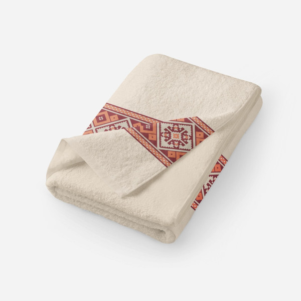 Хавлиена кърпа за ръце – екрю с шевица  