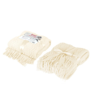 Плетено одеяло в екрю 130х170 - Merilin