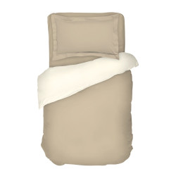 Единичен спален комплект в екрю и бежово - Сатениран памук 