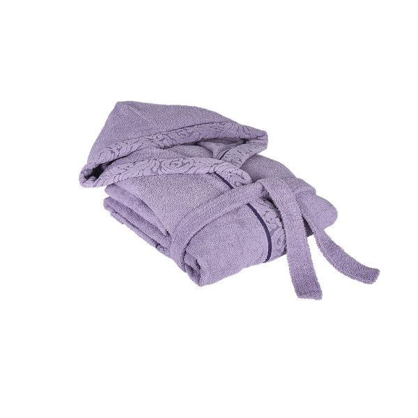 Памучен халат за баня в лилав цвят