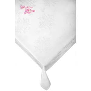 Бяла жакардова покривка за маса Бяла жакардова покривка за маса