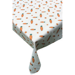 Бяла покривка за маса с градински мотиви