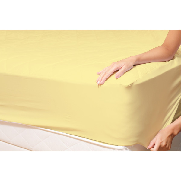 Памучен долен чаршаф с ластик - Жълт