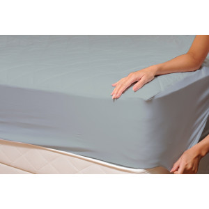 Памучен долен чаршаф с ластик - Сив