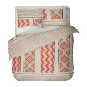 Двоен спален комплект от Ранфорс в бежово - Etno