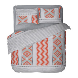 Двоен спален комплект от Ранфорс в сиво - Etno
