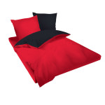 Двуцветен спален комплект в червено и черно - Памук Ранфорс