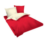 Двуцветен спален комплект в червено и екрю - Памук Ранфорс
