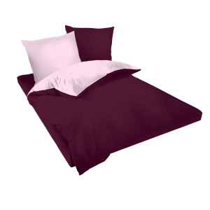 Двуцветен спален комплект в пурпурно и бледо розово - Памук Ранфорс