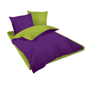 Двуцветен спален комплект в зелено и лилаво - Памук Ранфорс