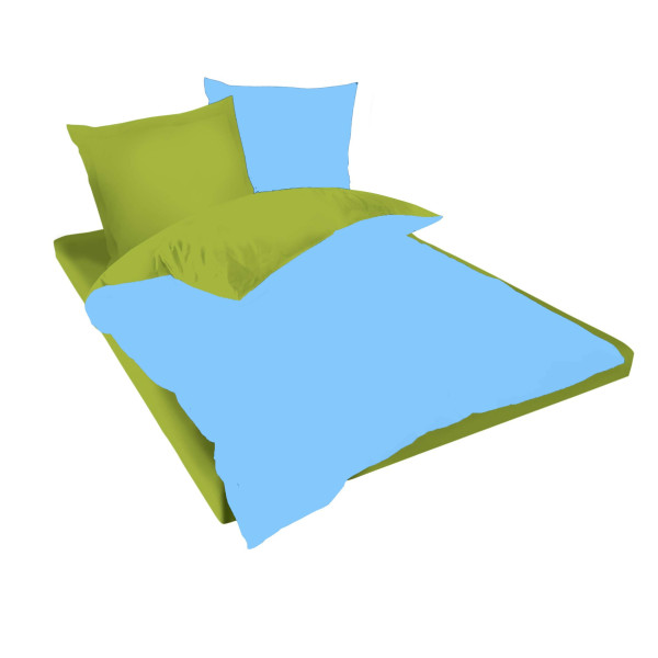 Двуцветен спален комплект в зелено и небесно синьо - Памук Ранфорс