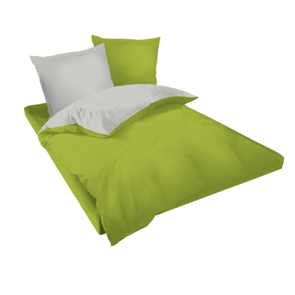 Двуцветен спален комплект в сиво и зелено - Памук Ранфорс