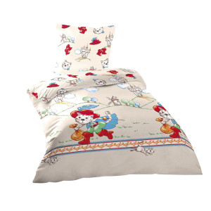 Забавно детско спално бельо Котаракът в чизми - Ранфорс