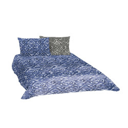 Памучно покривало за спалня с калъфки за възглавница - Синьо