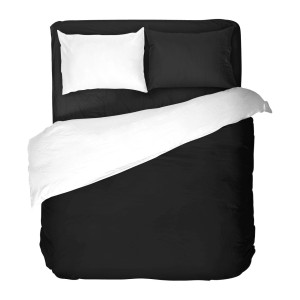Спален комплект от ранфорс, двоен, Черно и Бяло