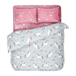 Двоен детски спален комплект Еднорог -Ранфорс Двоен детски спален комплект Еднорог -Ранфорс