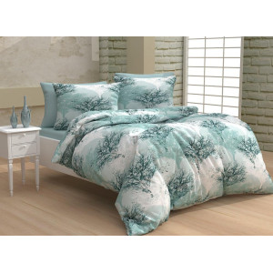 100% Памучен спален комплект Зима - синьо