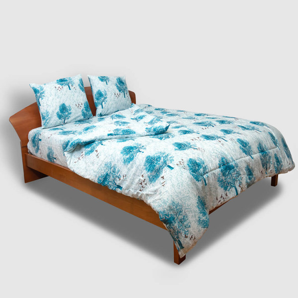 Памучен спален комплект Сини дръвчета