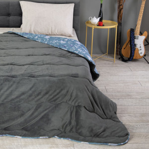 Покривало за легло, двулицево, цветя