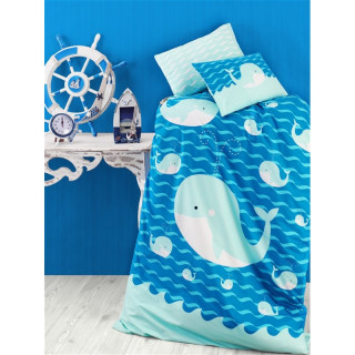 Бебешки памучен спален комплект Синия делфин - Спално бельо Ранфорс